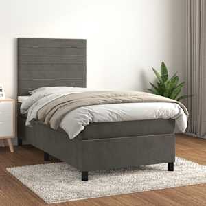 Box spring postel s matrací tmavě šedá 100x200 cm samet - obrázek 1