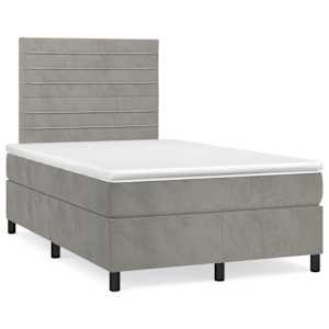 Box spring postel s matrací světle šedá 120 x 200 cm samet - obrázek 2