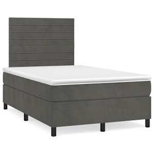 Box spring postel s matrací tmavě šedá 120 x 200 cm samet - obrázek 2