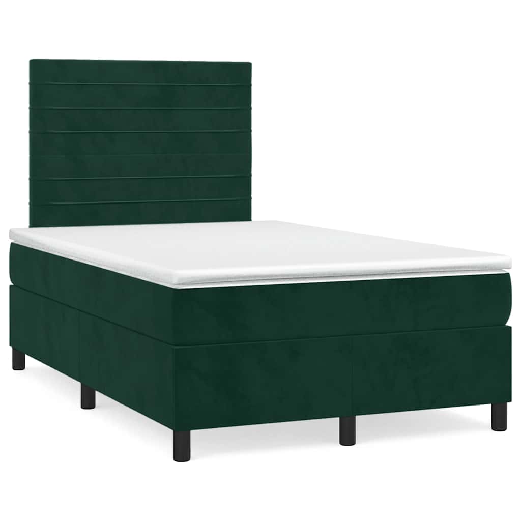 vidaXL Box spring postel s matrací tmavě zelená 120 x 200 cm samet