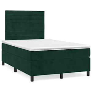Box spring postel s matrací tmavě zelená 120 x 200 cm samet - obrázek 2