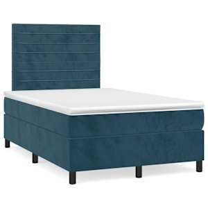 Box spring postel s matrací tmavě modrá 120 x 200 cm samet - obrázek 2