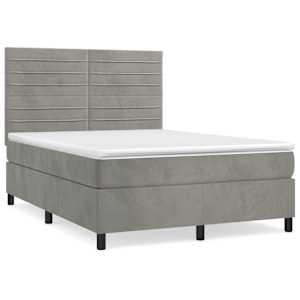 Box spring postel s matrací světle šedá 140x190 cm samet - obrázek 2