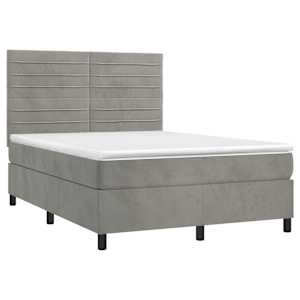 Box spring postel s matrací světle šedá 140x190 cm samet - obrázek 3