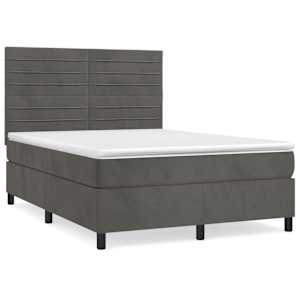 Box spring postel s matrací tmavě šedá 140x200 cm samet - obrázek 2