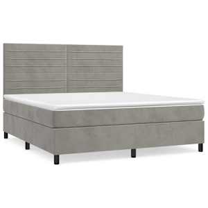 Box spring postel s matrací světle šedá 160x200 cm samet - obrázek 2