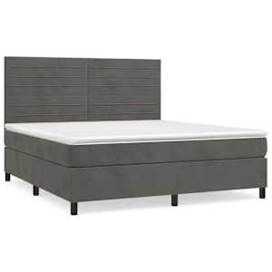 Box spring postel s matrací tmavě šedá 160x200 cm samet - obrázek 2