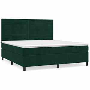 Box spring postel s matrací tmavě zelená 160x200 cm samet - obrázek 2