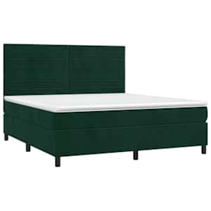 Box spring postel s matrací tmavě zelená 160x200 cm samet - obrázek 3