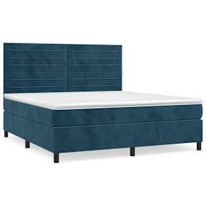 Box spring postel s matrací tmavě modrá 160x200 cm samet - obrázek 2
