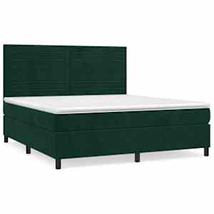 Box spring postel s matrací tmavě zelená 180x200 cm samet - obrázek 2