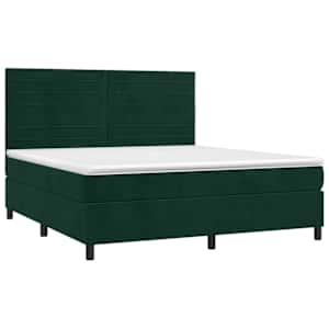 Box spring postel s matrací tmavě zelená 180x200 cm samet - obrázek 3