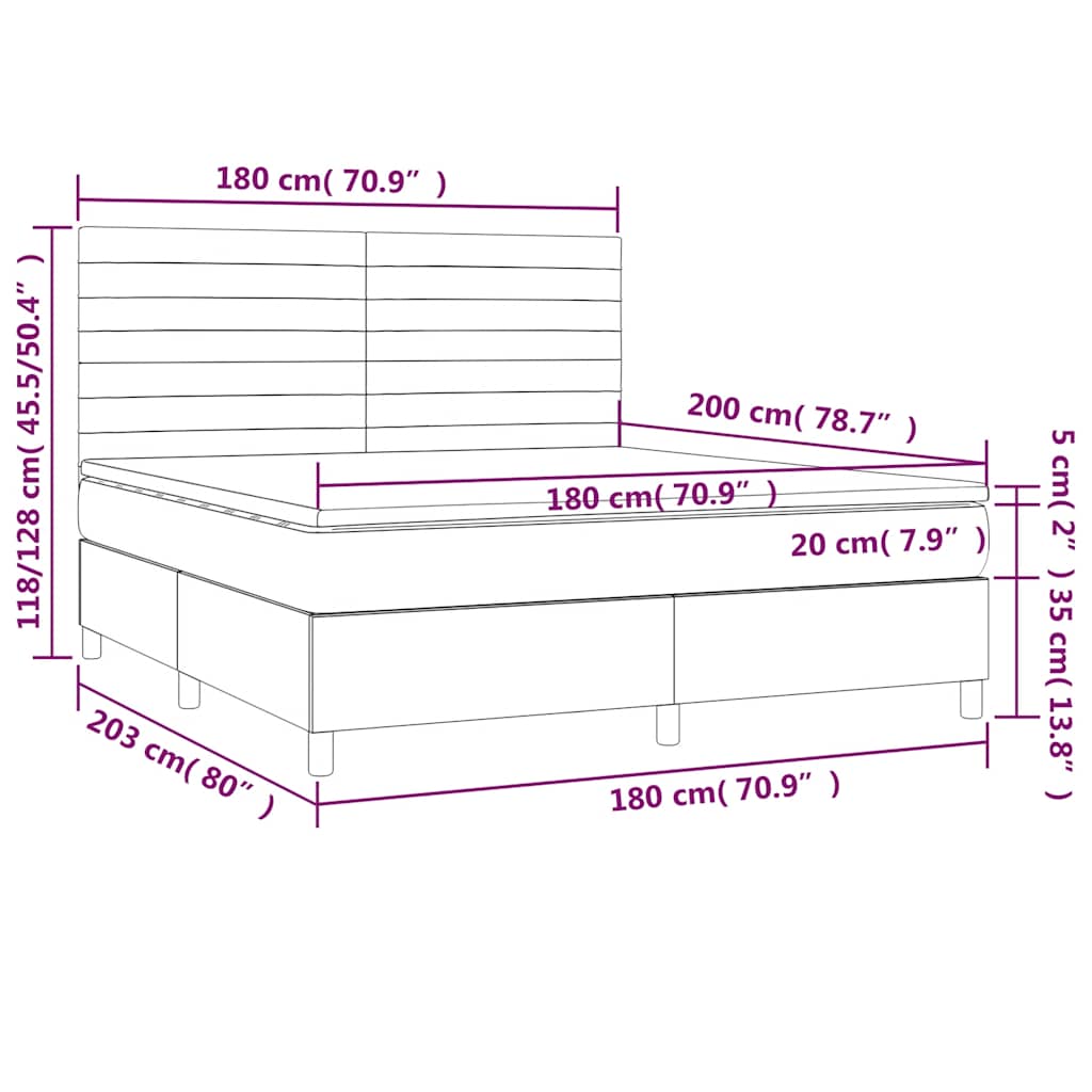 Box spring postel s matrací tmavě modrá 180x200 cm samet - obrázek 7