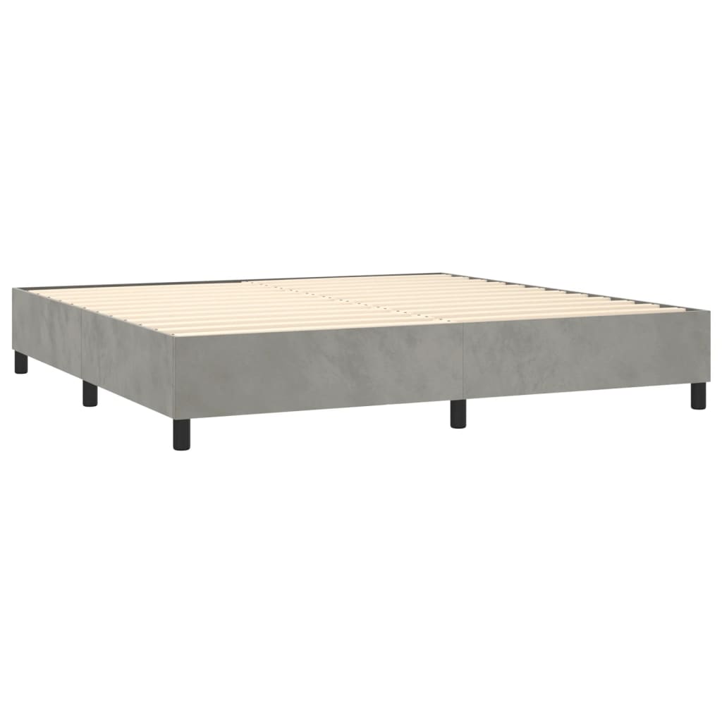 Box spring postelja z vzmetnico svetlo siva 200x200 cm žamet