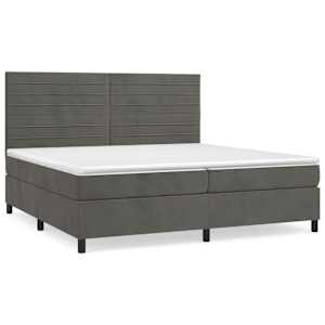 Box spring postel s matrací tmavě šedá 200x200 cm samet - obrázek 2