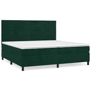 Box spring postel s matrací tmavě zelená 200x200 cm samet - obrázek 2