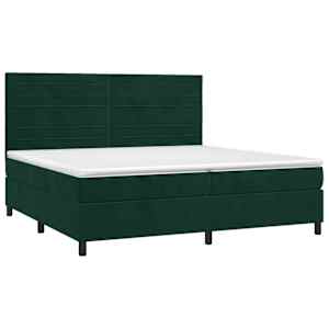 Box spring postel s matrací tmavě zelená 200x200 cm samet - obrázek 3
