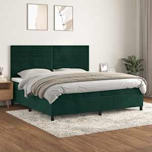 Box spring postelja z vzmetnico temno zelena 200x200 cm žamet