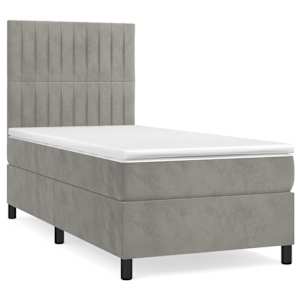 Box spring postel s matrací světle šedá 80 x 200 cm samet - obrázek 2