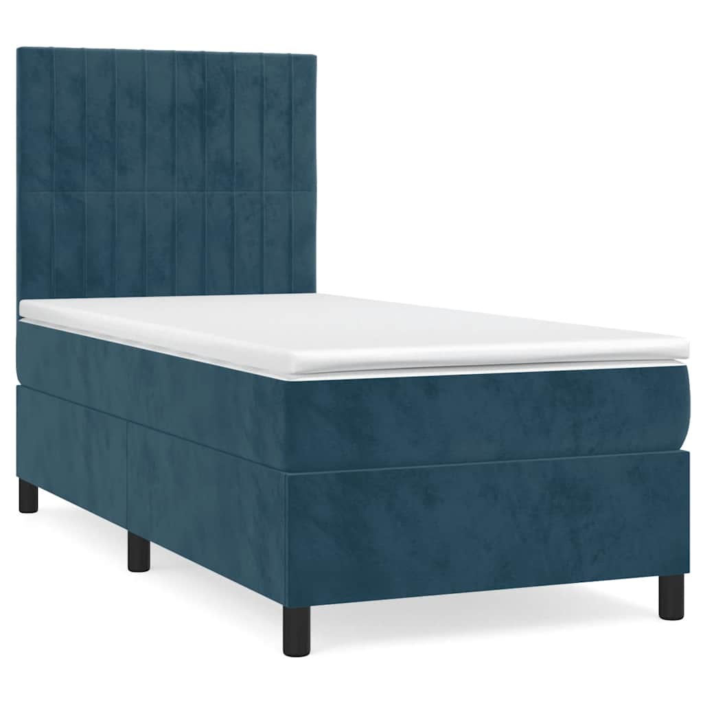 vidaXL Box spring postel s matrací tmavě modrá 80 x 200 cm samet
