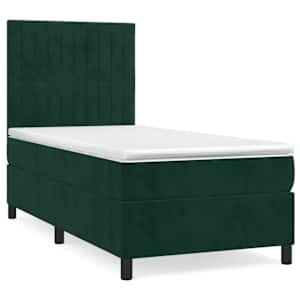 Box spring postel s matrací tmavě zelená 90x190 cm samet - obrázek 2