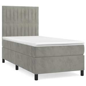 Box spring postel s matrací světle šedá 90x200 cm samet - obrázek 2