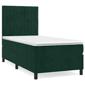 Box spring postel s matrací tmavě zelená 100x200 cm samet - obrázek 2