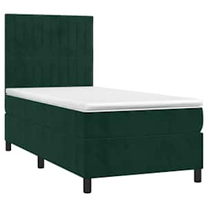 Box spring postel s matrací tmavě zelená 100x200 cm samet - obrázek 3