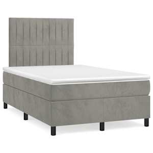 Box spring postel s matrací světle šedá 120 x 200 cm samet - obrázek 2