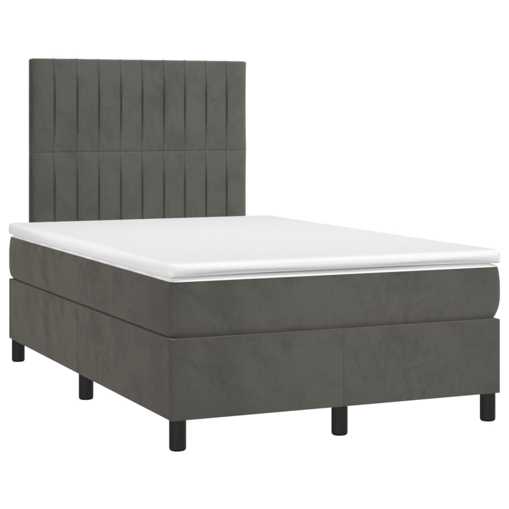 vidaXL Boxspring met matras fluweel donkergrijs 120x200 cm afbeelding