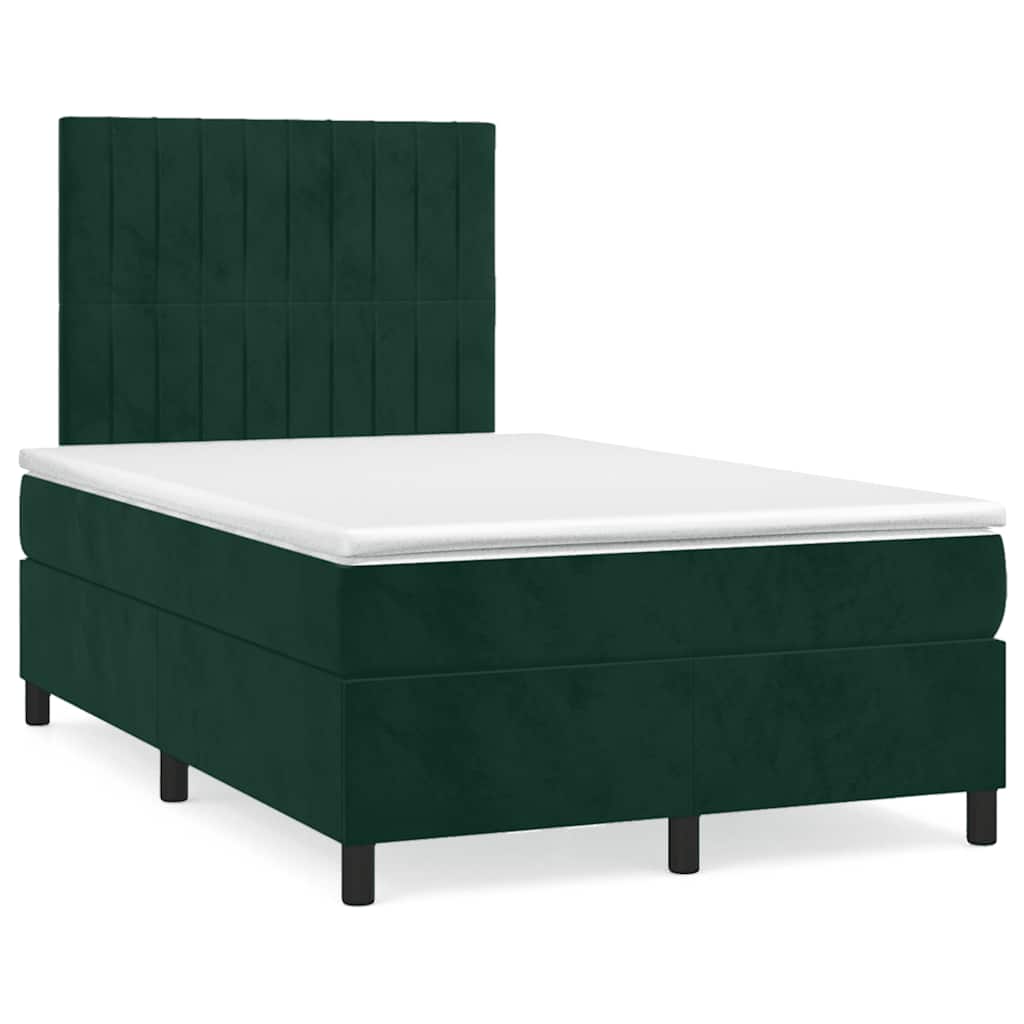 vidaXL Boxspring met matras fluweel donkergroen 120x200 cm groen, foto 3