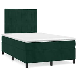 Box spring postel s matrací tmavě zelená 120 x 200 cm samet - obrázek 2