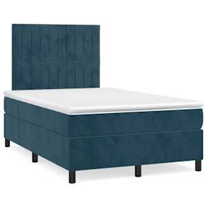 Box spring postel s matrací tmavě modrá 120 x 200 cm samet - obrázek 2