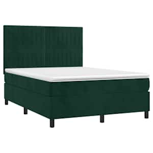 Box spring postelja z vzmetnico temno zelen 140x190 cm žamet - slika 3