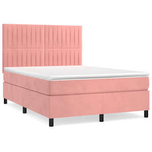 Box spring postel s matrací růžová 140x190 cm samet - obrázek 2