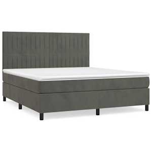 Box spring postel s matrací tmavě šedá 160x200 cm samet - obrázek 2