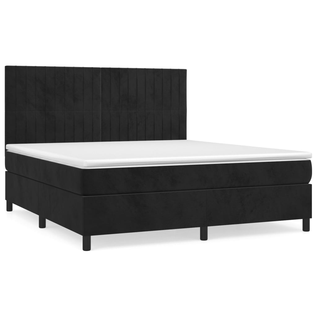 vidaXL Posteľný rám boxspring s matracom čierny 160x200 cm zamat