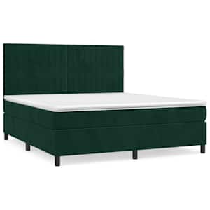 Box spring postel s matrací tmavě zelená 160x200 cm samet - obrázek 2