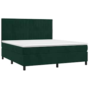 Box spring postel s matrací tmavě zelená 160x200 cm samet - obrázek 3