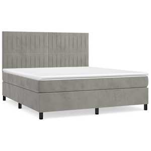 Box spring postel s matrací světle šedá 180x200 cm samet - obrázek 2