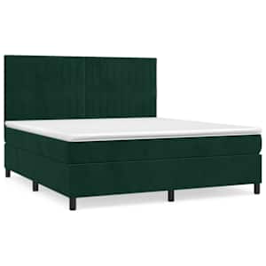 Box spring postel s matrací tmavě zelená 180x200 cm samet - obrázek 2