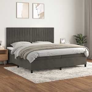 Box spring postel s matrací tmavě šedá 200x200 cm samet - obrázek 1