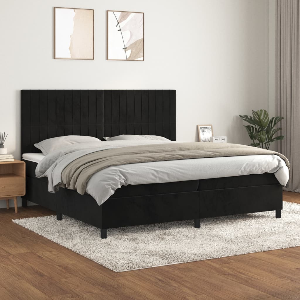 Boxspringbett mit Matratze Schwarz 200×200 cm Samt