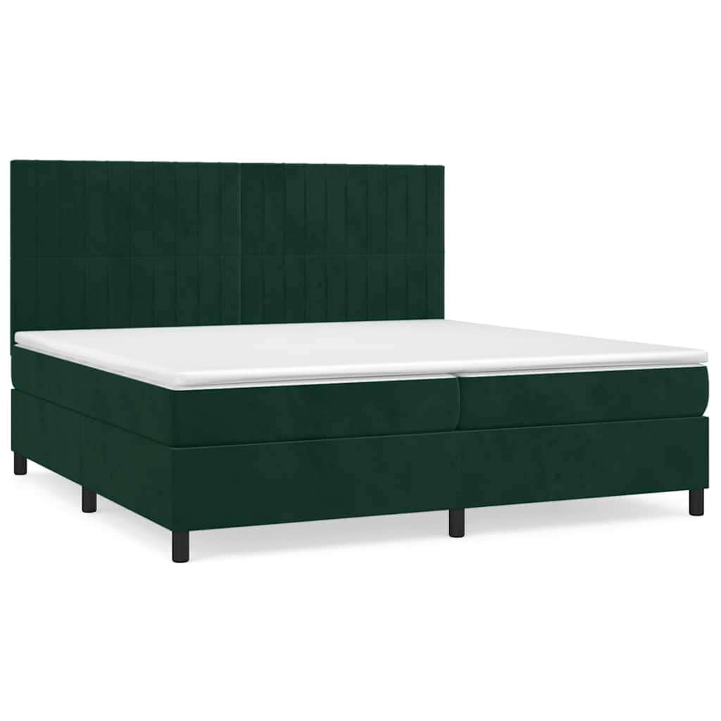 vidaXL Boxspring met matras fluweel donkergroen 200x200 cm groen, foto 3