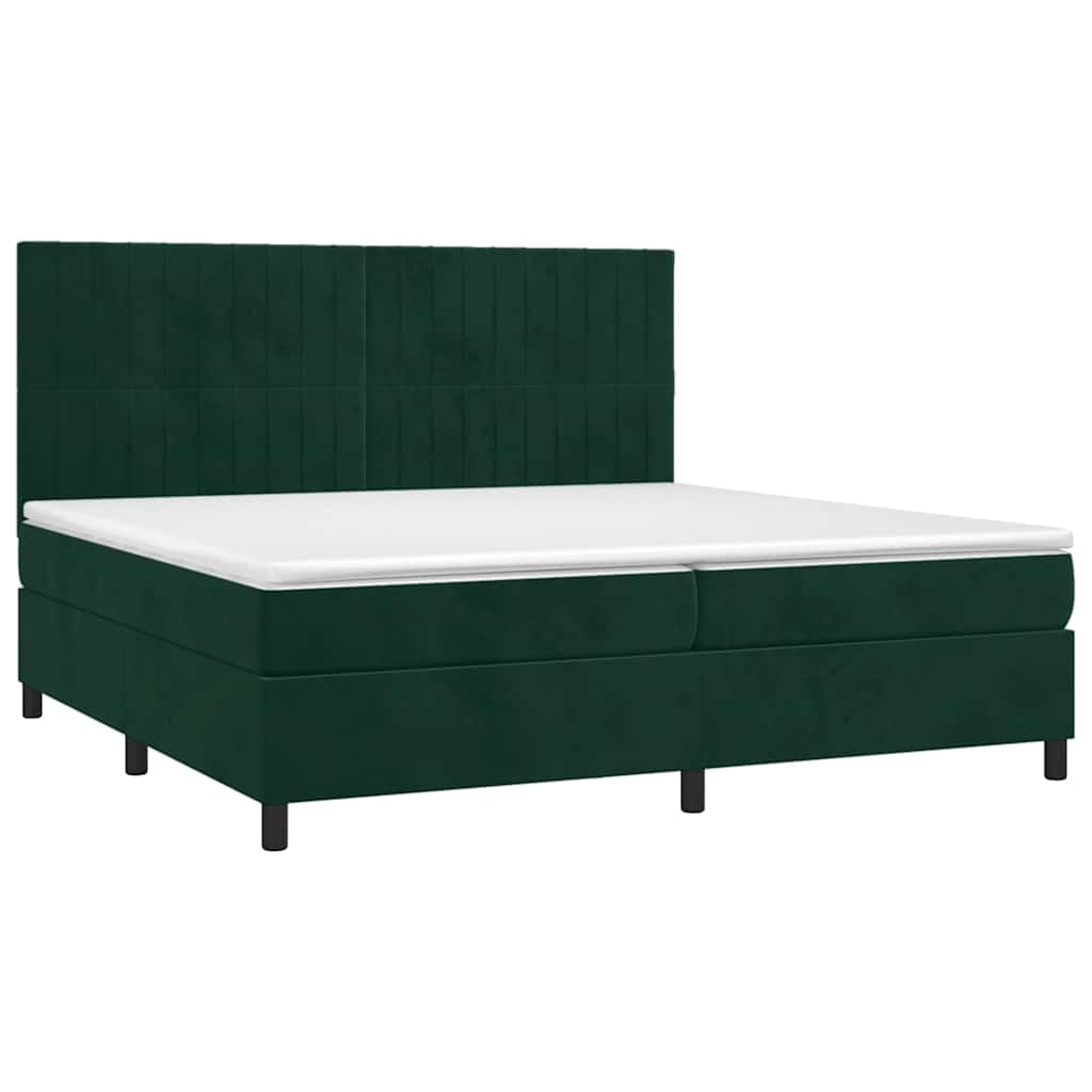 vidaXL Boxspring met matras fluweel donkergroen 200x200 cm groen, foto 4