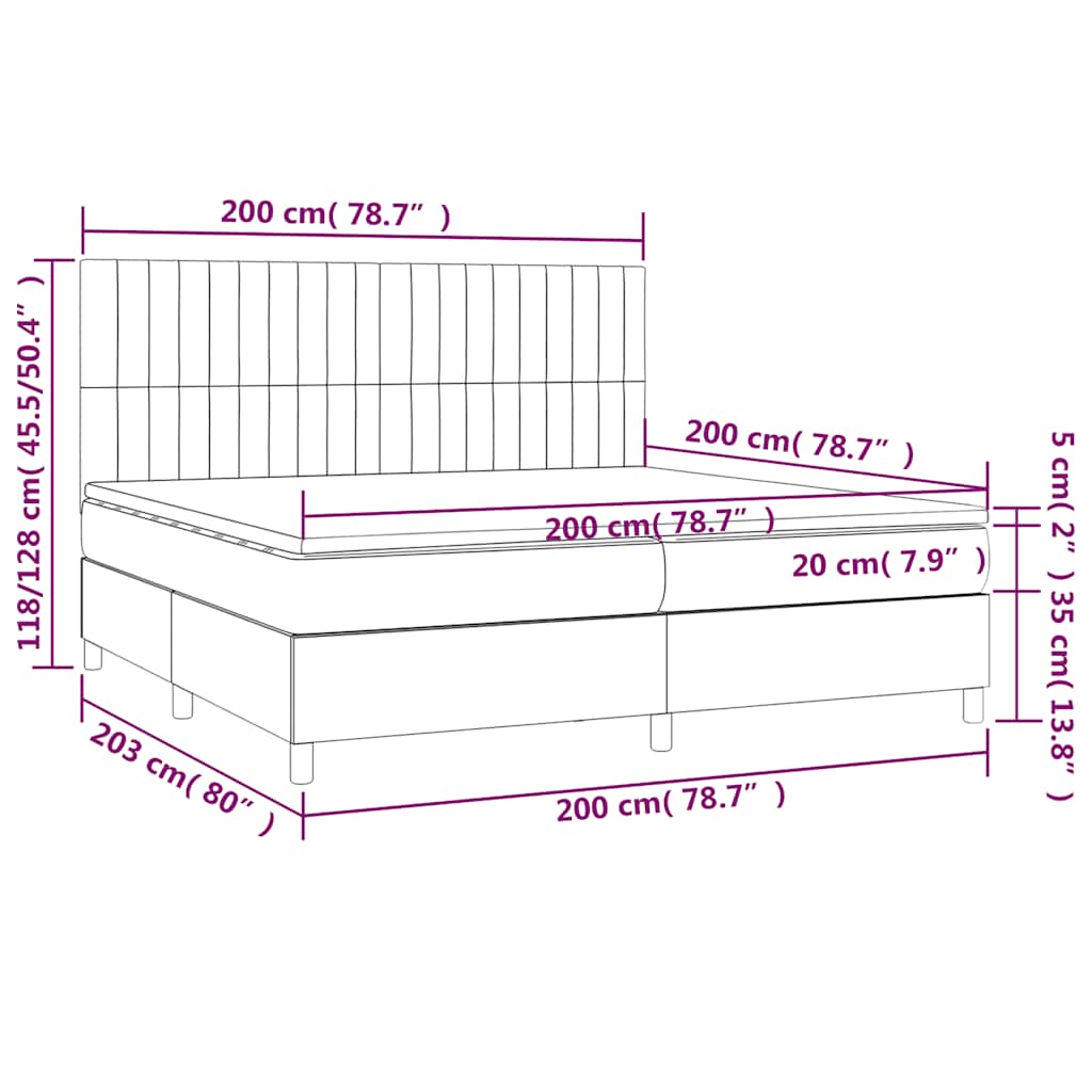 Box spring postel s matrací tmavě zelená 200x200 cm samet - obrázek 7