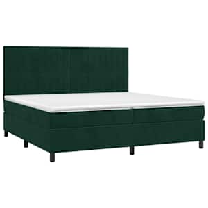 Box spring postel s matrací tmavě zelená 200x200 cm samet - obrázek 3
