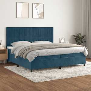 Box spring postel s matrací tmavě modrá 200x200 cm samet - obrázek 1