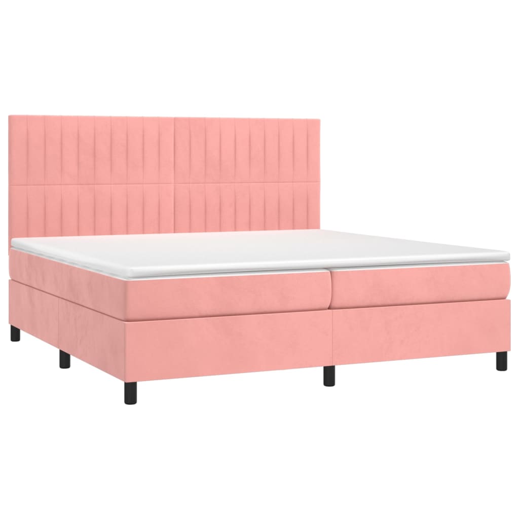 vidaXL Boxspring met matras fluweel roze 200x200 cm afbeelding