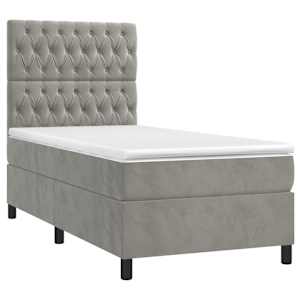 Box spring postel s matrací světle šedá 80 x 200 cm samet - obrázek 3